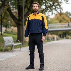 Russell Athletic Windbreaker Men's Navy and Yellow Jacket